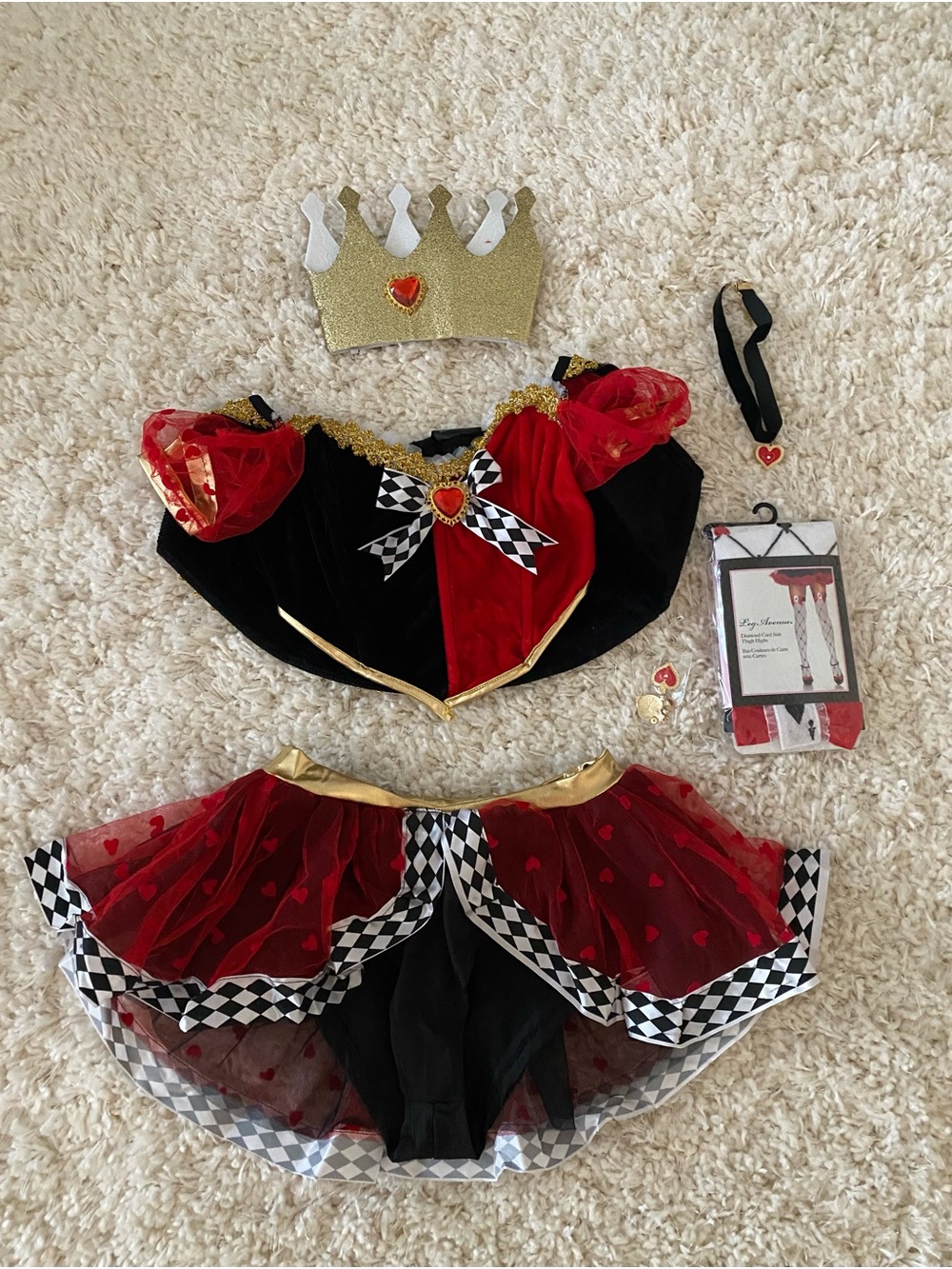 Red & Black Leg Avenue Queen of Hearts Costume Set